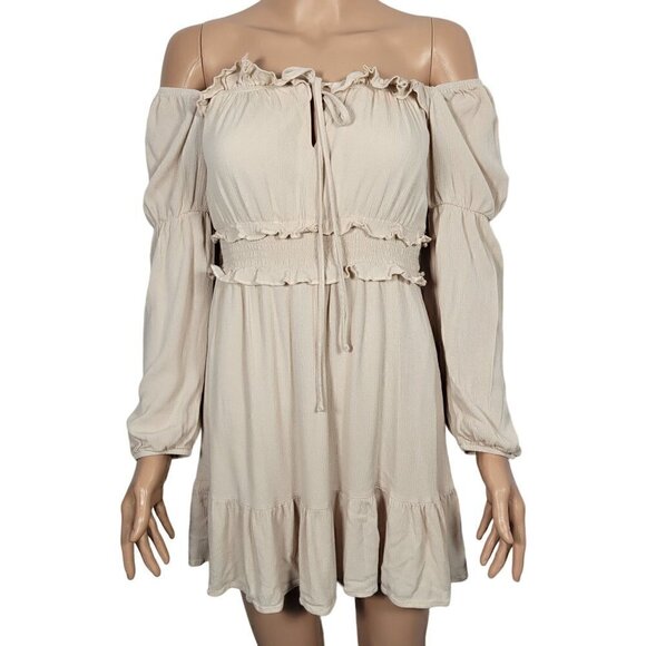 Peach Love California Women's Boho/Gypsy Ruffle Flowy Sleeve Dress Size S - Picture 1 of 10